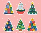 Set of Christmas Tree Sticker