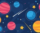 Colorful Space with Planet and Stars Background