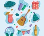 Set of Colorful Party Icons