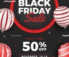 Black Friday Sale Flyer with Balloon Elements
