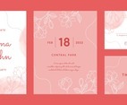 Set of Hand Drawn Floral Wedding Invitation