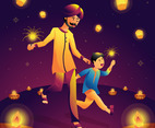 Father and Son at Diwali Festival