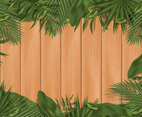 Wood and Tropical Foliage Background Template