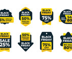 Black friday Yellow Sticker badge Sale Set