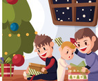 Children Unboxing Christmas Gift Concept