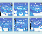 Collection winter social media template snowman nature