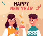 Happy Couple Celebrating New Year Festival
