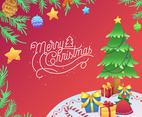 Merry Christmas Tree and Gifts Background