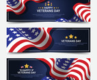 Veterans Day Banners with Flags