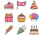 Colorful Party Icon Set Collection