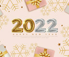 Elegant 2022 New Year Background with Golden Snowflakes
