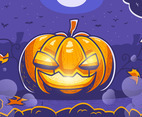 Spooky Jack O Lantern at Night