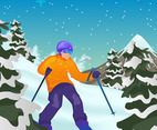 Skiing in the Winter Background Concept