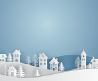 Beautiful Cut Paper Winter Scenery Background