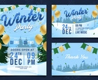 Winter Party Invitation with Snow and Trees