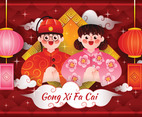 Gong Xi Fa Cai Greetings with Happy Couple