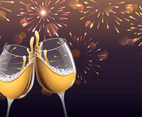 Champagne Toast With Fireworks Background