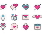 Flat Valentine's Day Icon Set