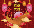 Red Chinese New Year Greeting Background Template