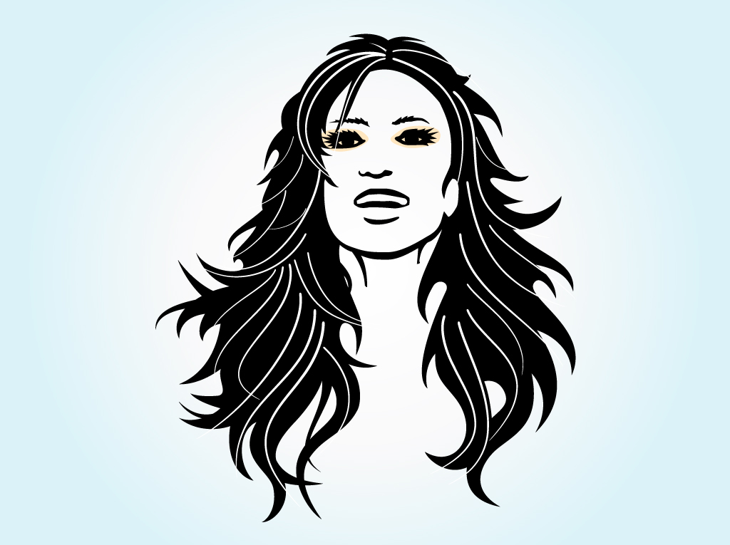 Black long-haired girl vector free download
