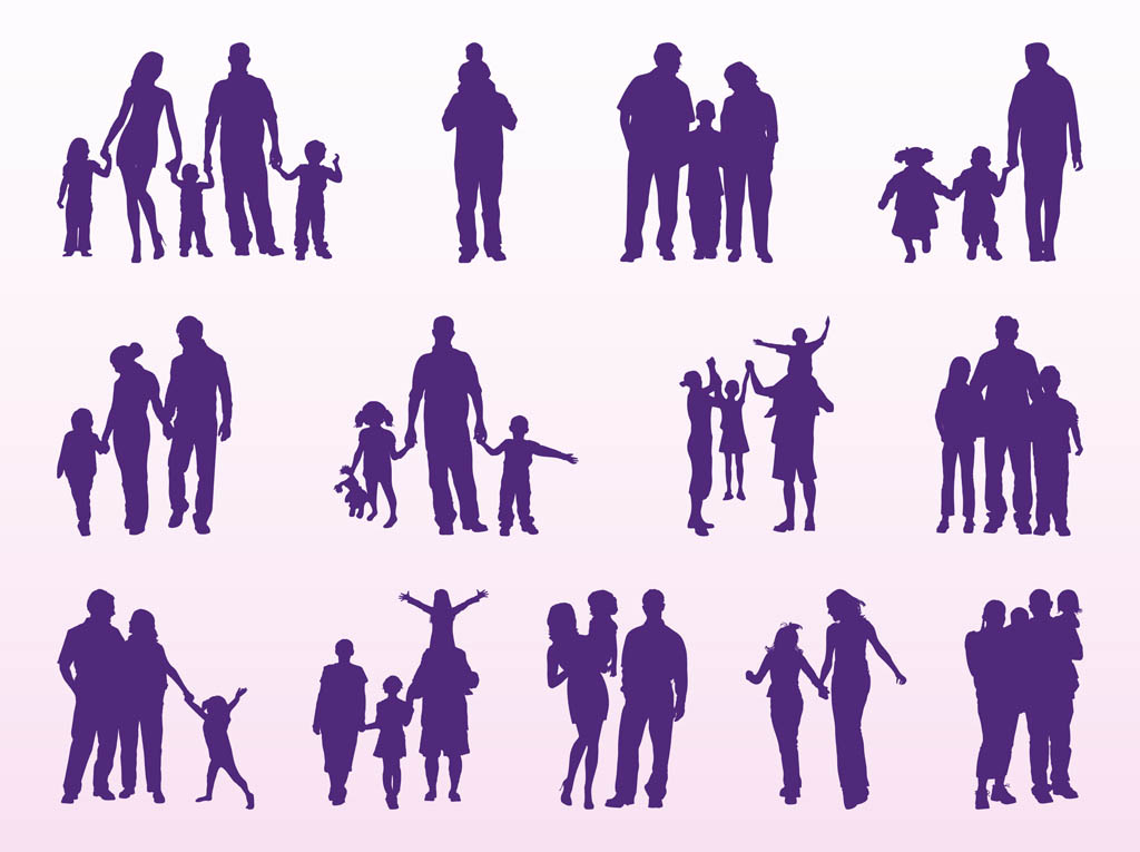 Download Family Silhouettes Set Vector Art & Graphics | freevector.com