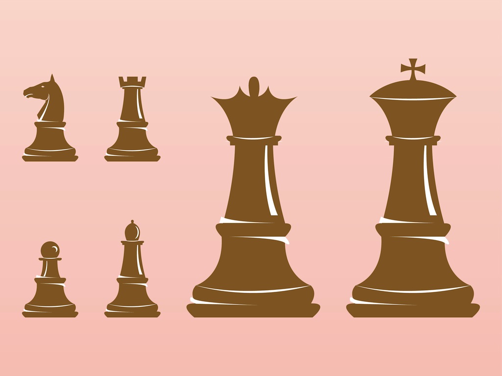 King and queen pieces of chess game Royalty Free Vector