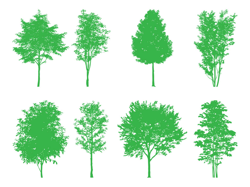 Tree Silhouettes Set Vector Art & Graphics | freevector.com