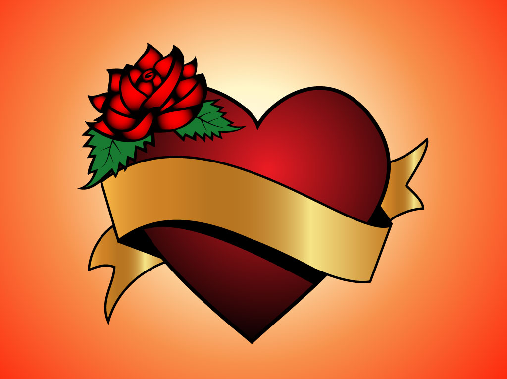 Download Love Heart Gold Banner Vector Art & Graphics | freevector.com