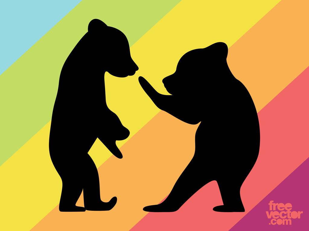 Download Bear Cubs Silhouettes Vector Art & Graphics | freevector.com