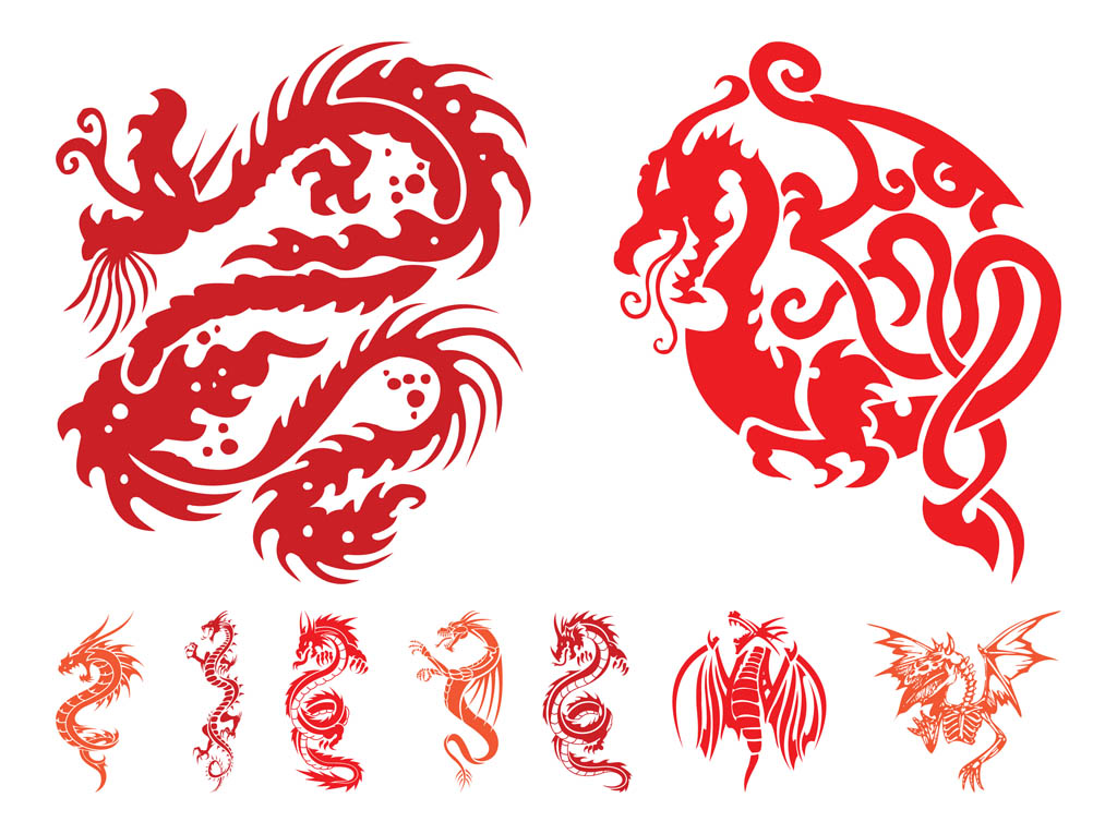 Dragon Graphics Set Vector Art 