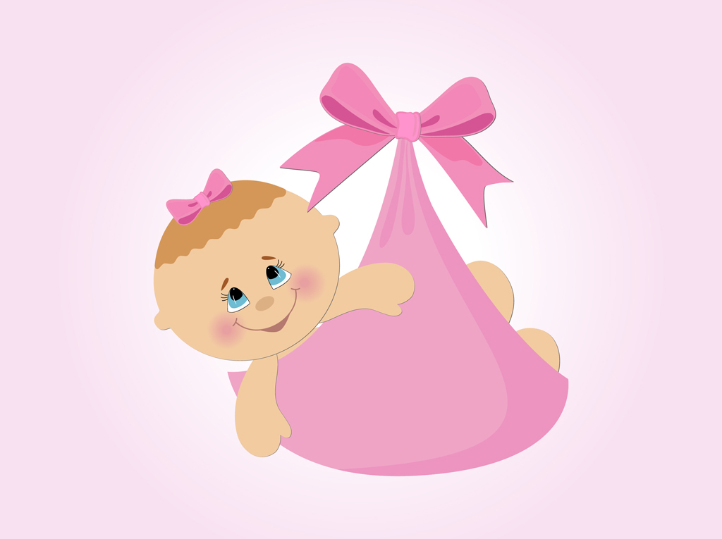 Newborn Baby Girl Vector Cute illustration