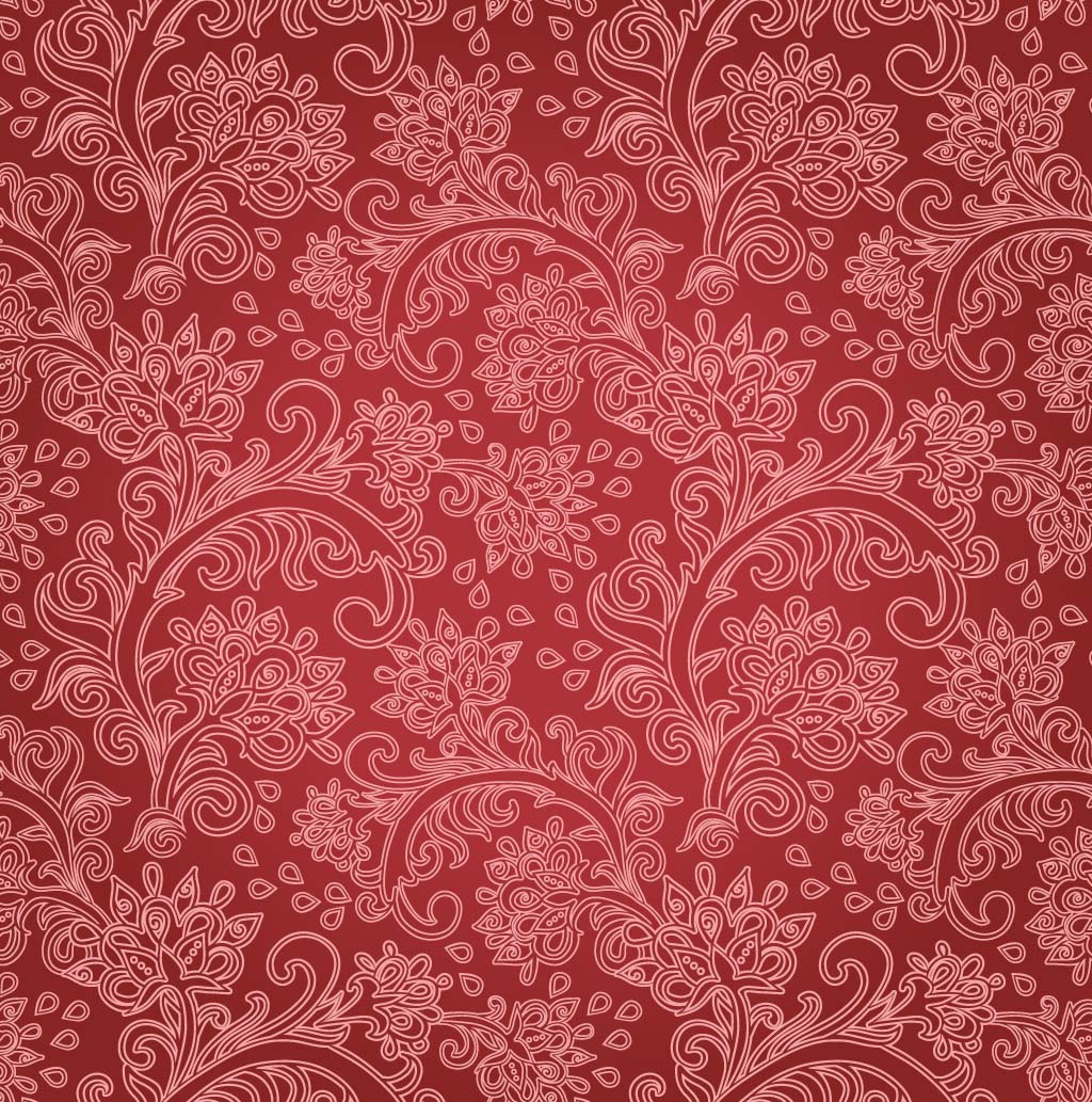 red floral wallpaper