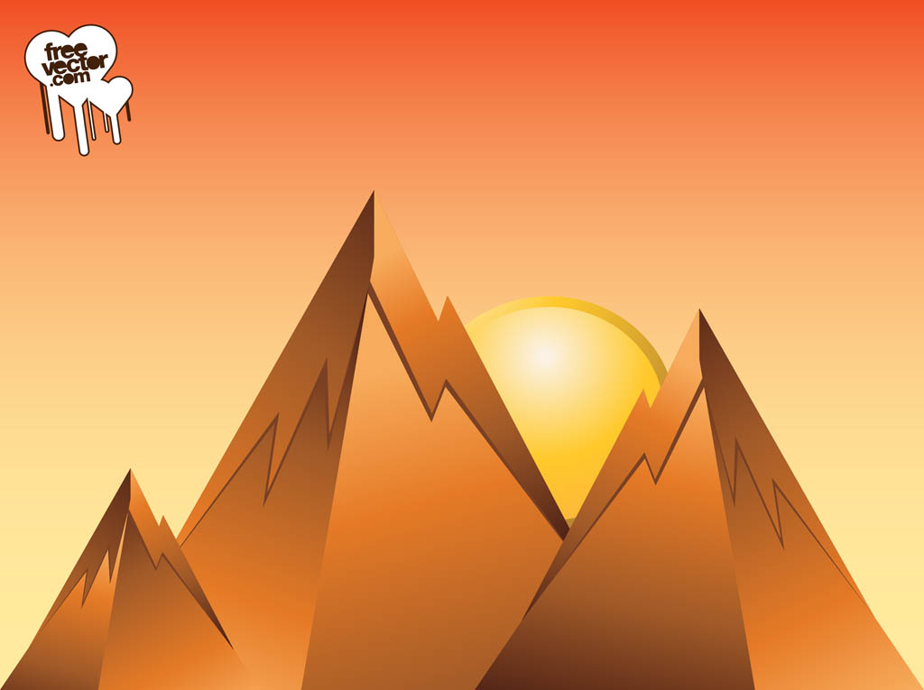 Mountain Sunrise Design Vector Art & Graphics | freevector.com