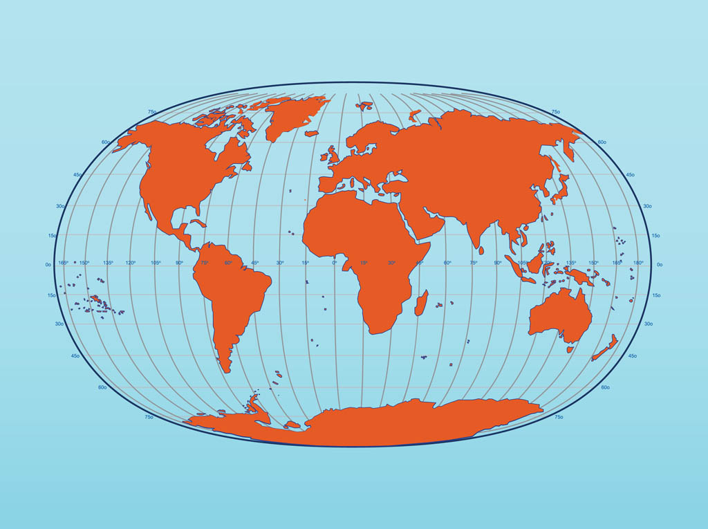 World Map With Latitude And Longitude Vector Art & Graphics