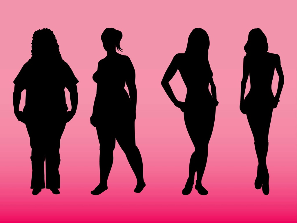 Set of female bodies types figures. Set of beautiful silhouettes