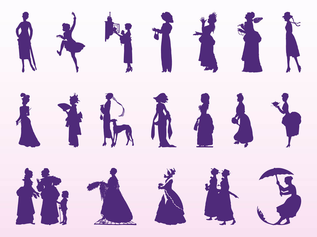 Download Vintage Women Silhouettes Vector Art & Graphics | freevector.com